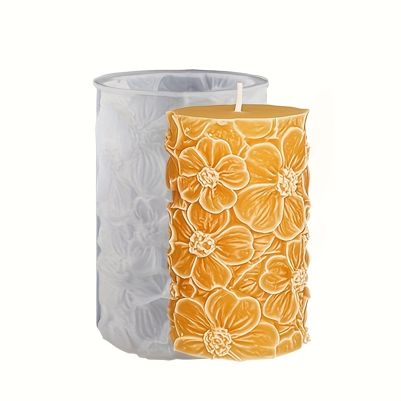 Daisy & 3d Cylinder Silicone Mold For Diy Candles, Soaps, And Crafts - Epoxy Resin Casting For Home Decor And Clay Art