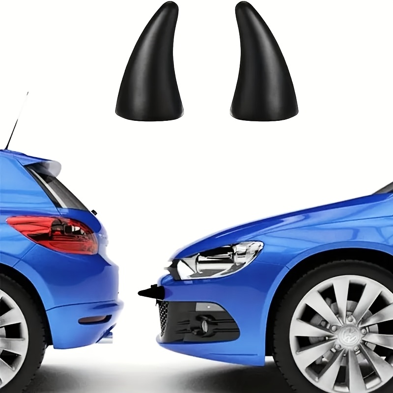 2PC 3D Devil Horns Car Stickers - Red Anti-Collision Bumper Decals For Halloween & Everyday