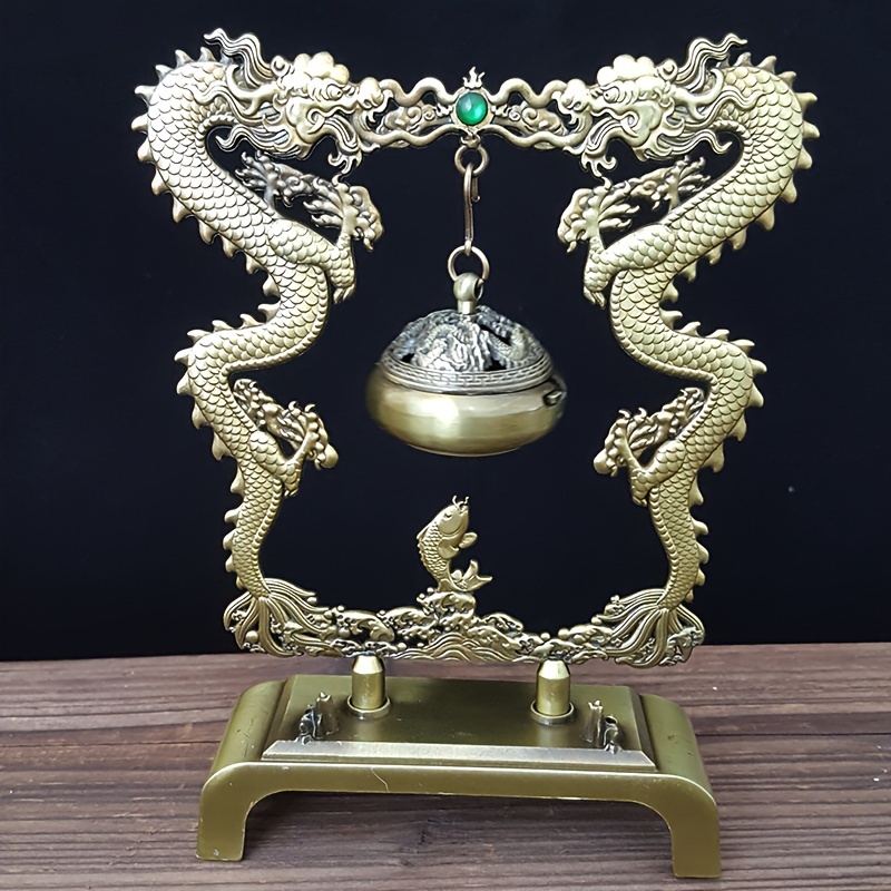 

1 Elegant With Fish-jumping Design - Fragrance-free Metal, Ideal For Meditation, , Decor, Perfect New Year & Day Gift, Feng Shui Tabletop Ornament, Incense Holder