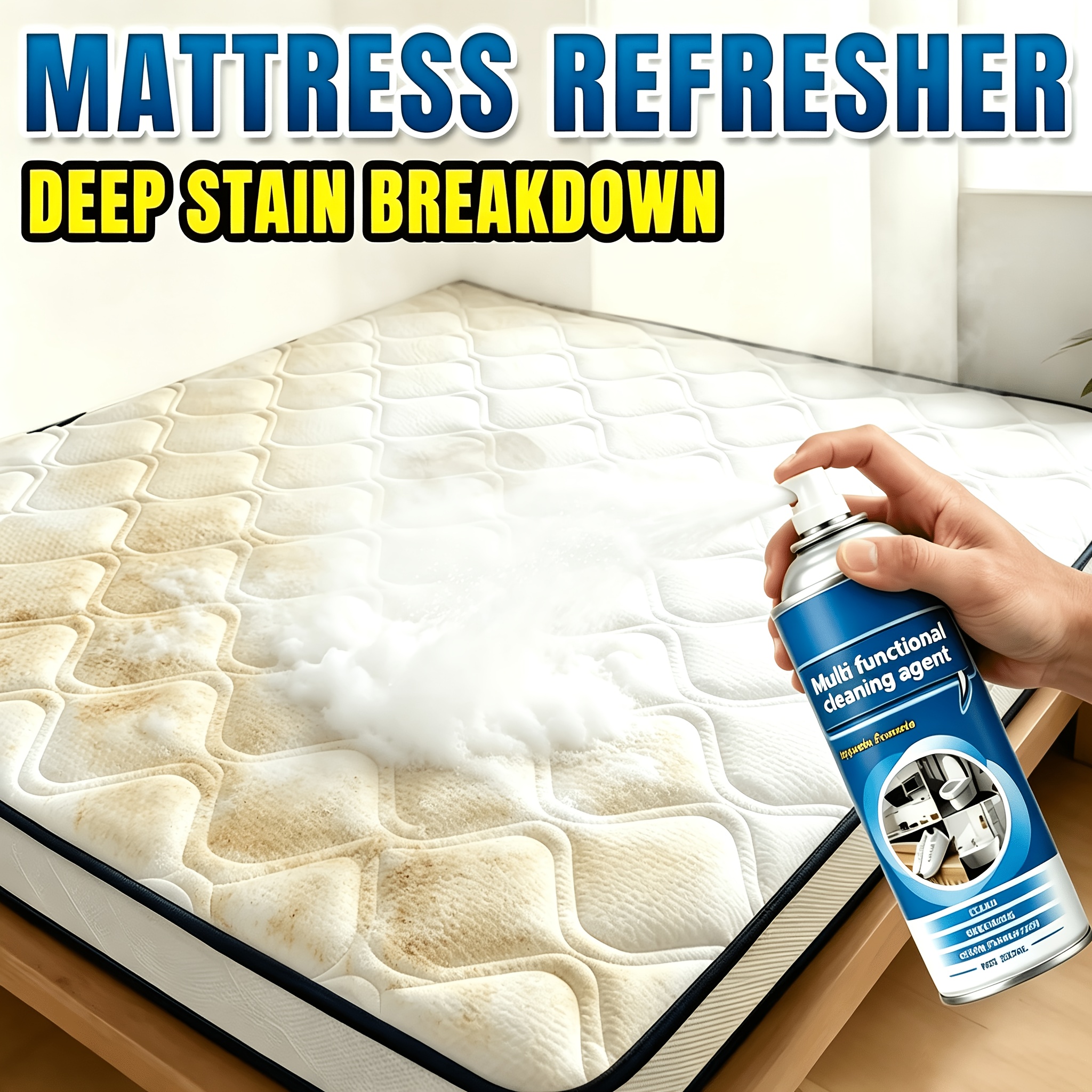 Large Capacity 10.14oz Multifunctional Cleaner, Clothing Sofa Dry Cleaner - Multifunctional Stain Remover, Suitable for Sofas, Mattresses, Clothing, Carpets, And Curtains - No Water Required, Strong Penetration, Stain Decomposition, Safe Formula
