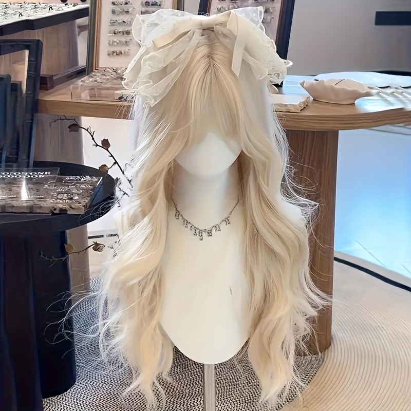 long wavy light blonde lolita wig cap heat Temu United Kingdom