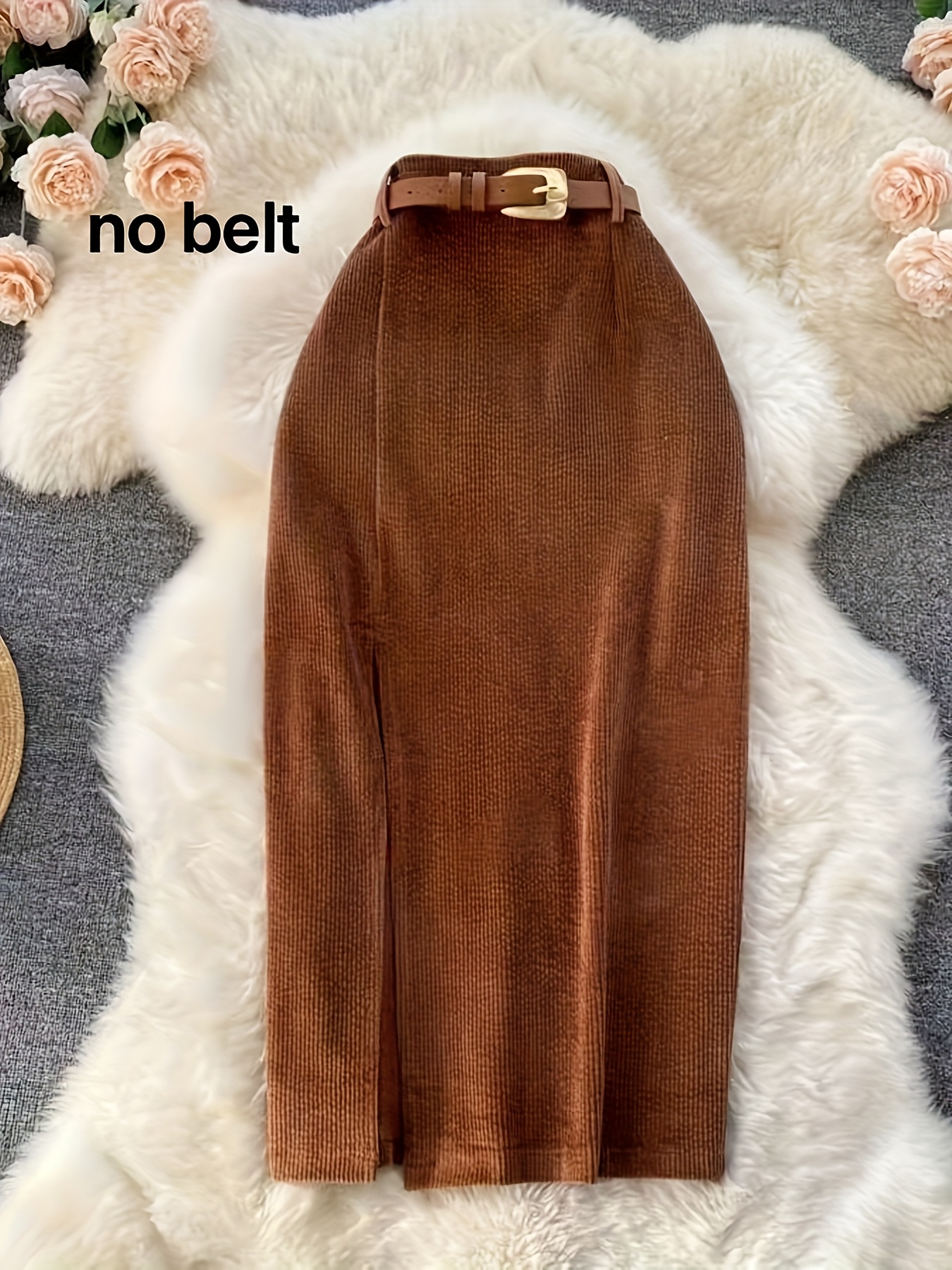 Women's Elegant Vintage A-Line Side Slit Midi Dress (No Belt)