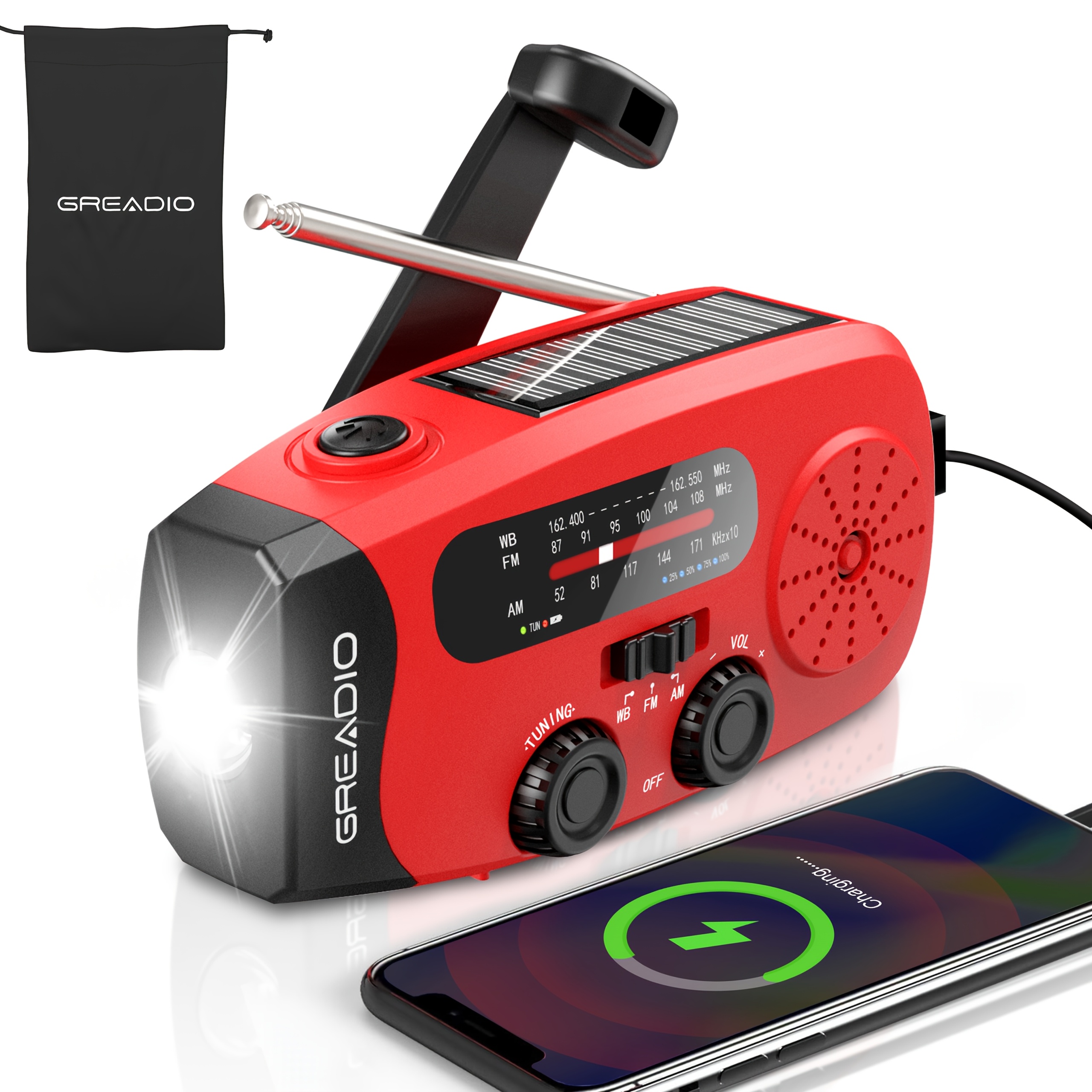 Image of Hand Crank Radio, Am Fm Portable Radio, 2000mah Mobile Power Emergency Radio With Solar-powered, Hand Crank, Usb Charging, With Led Flashlight For Climbing, Emergency