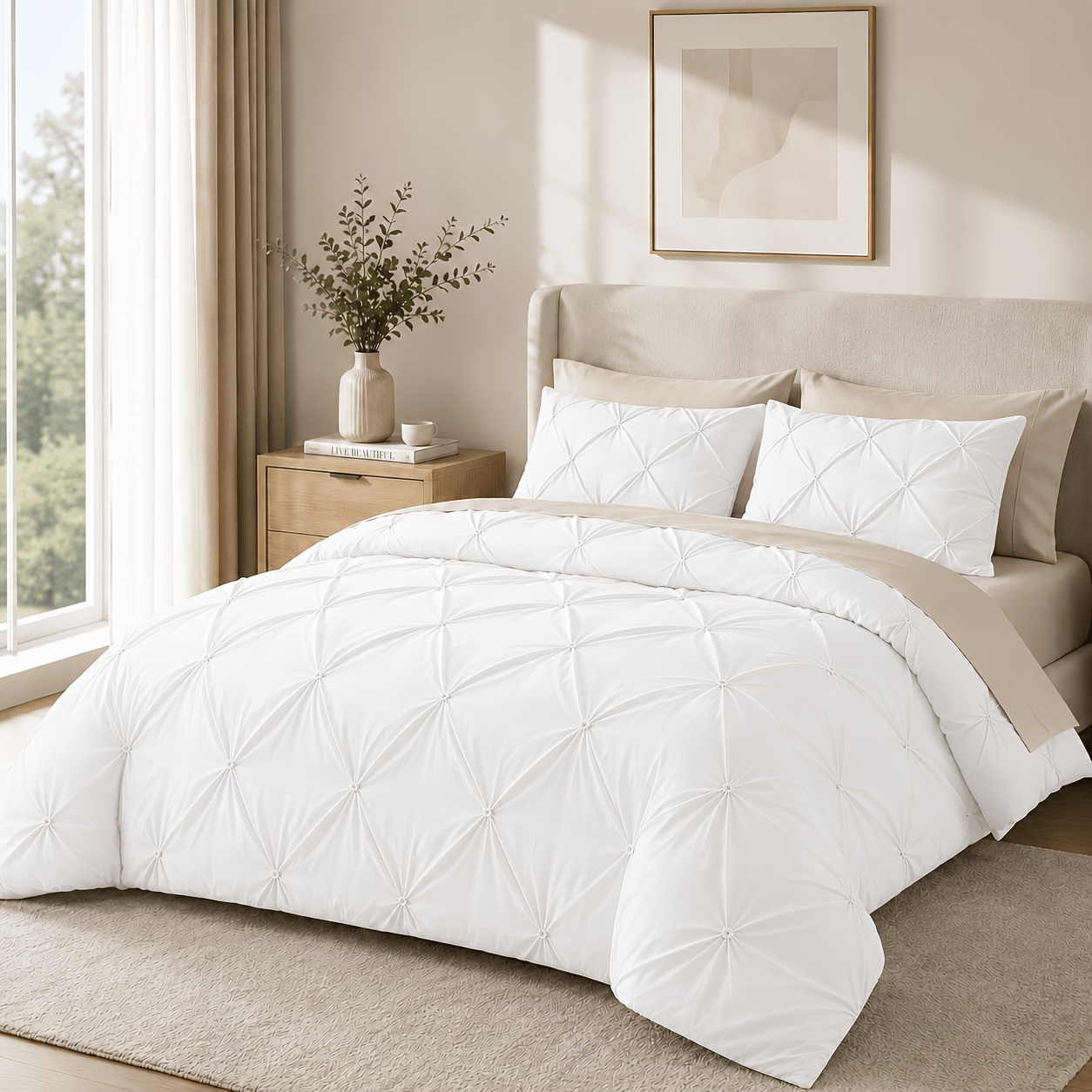 Image of 3pcs Breathable Summer Duvet Cover Set - Soft Lightweight Bedding With 1 Duvet Cover & 2 Pillowcases, For Bedroom & , Insert Not Included
