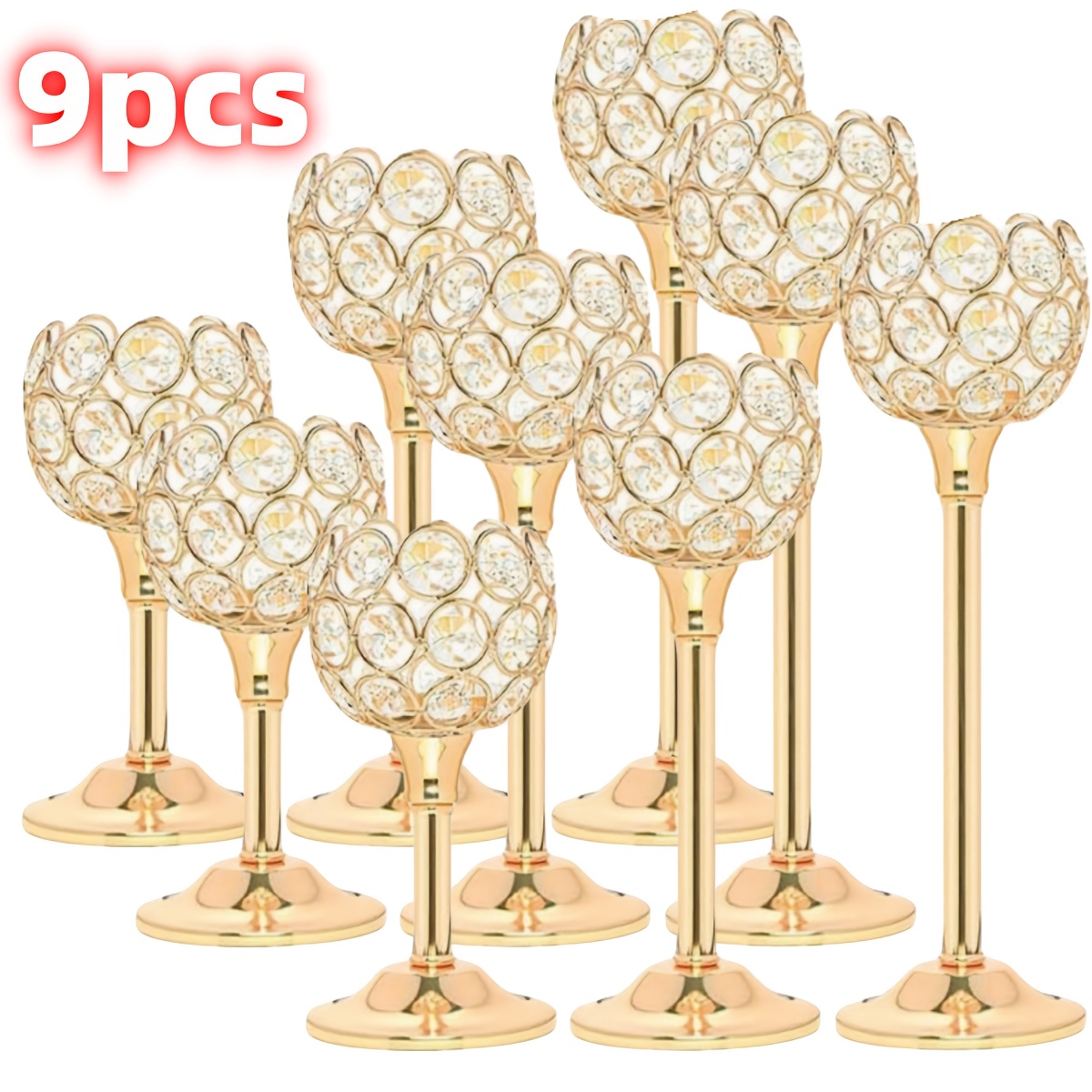 TEMU Set di 9 portacandele in , 3 misure - per centrotavola di matrimonio, decorazioni da tavolo, accenti per ed eleganza per il soggiorno