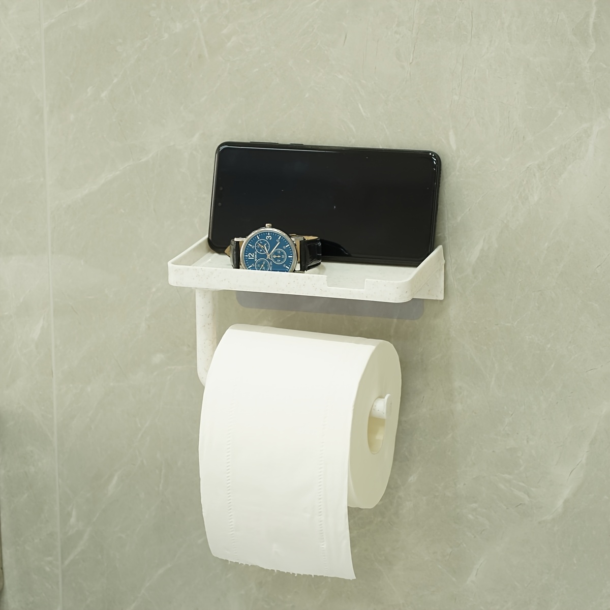 TEMU 1 soporte de pared para papel higiénico de baño, estante de almacenamiento multifuncional, estante, adecuado para papel higiénico, toallas,