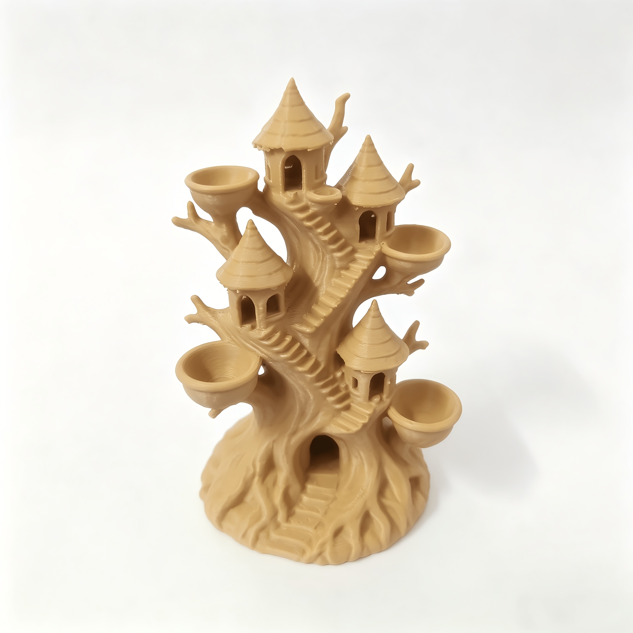 TEMU Fantasy Elf Treehouse Desktop Ornament, Succulent Moss Micro-landscape Flowerpot Decoration, Tree Root Castle Gardening Diy Potted Landscape