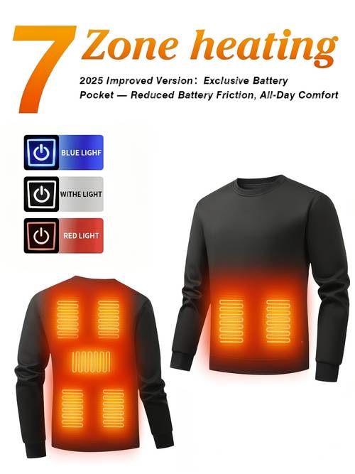 zone round neck smart heated sweatshirt 7 heating zones fast usb charging smart electric heating with kangaroo pocket adjustable temperature settings fashionable and practical heated sweatshirt