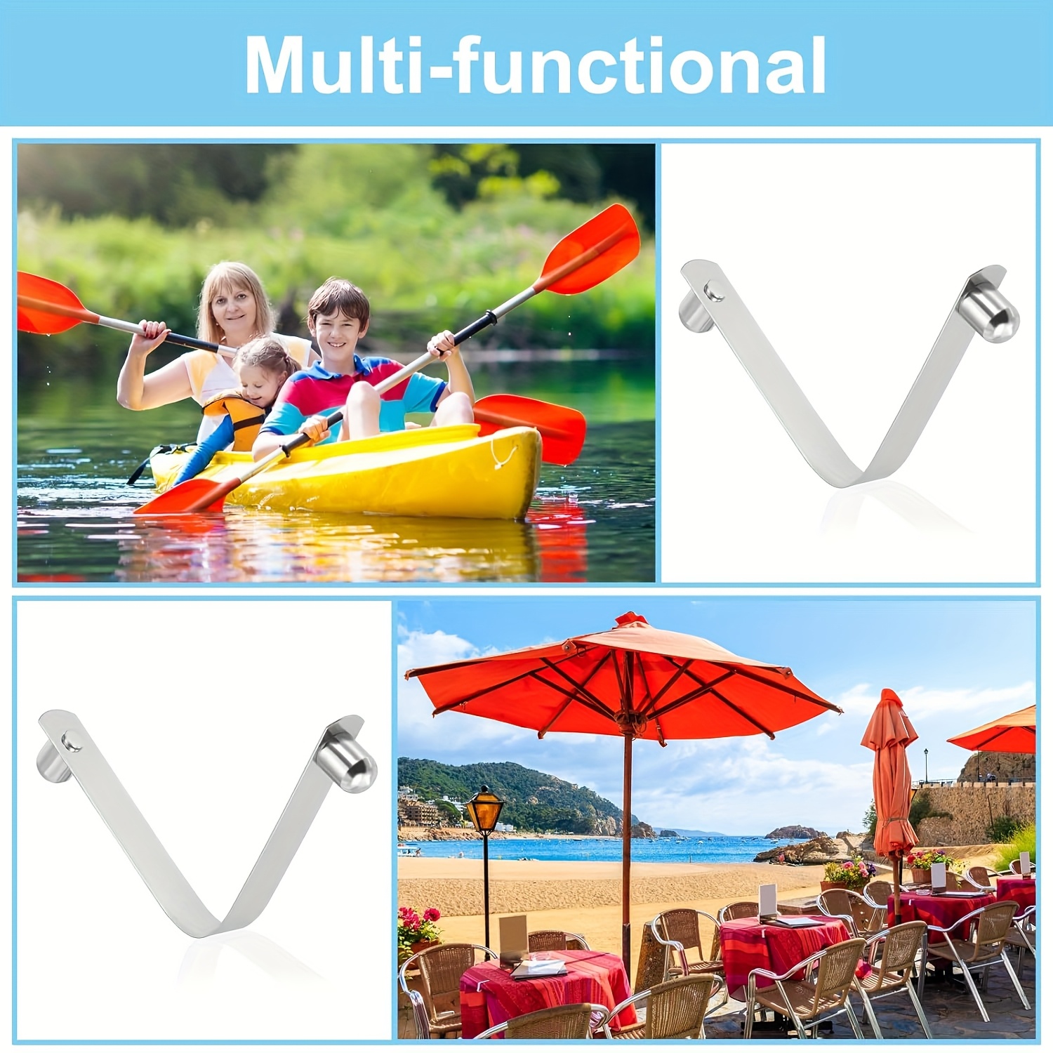 10pcs Double Button Kayak Paddle Spring Clips
