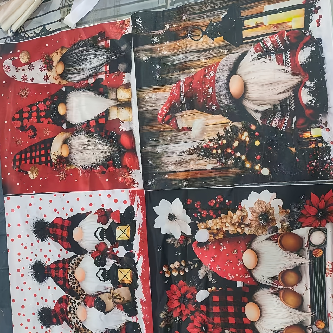 TEMU 4pcs Christmas Elf Floral Pillow Covers Double-sided Print Zippered Cushion Cases Suitable For Sofa Bed Chair Decor, 16/18/20 Inch Contemporary