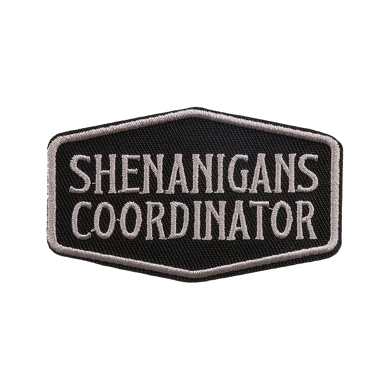 TEMU 1pc Embroidered Shenanigan Coordinator Slogan Badges Hexagon Iron On For Jacket Backpack Apparel Decor
