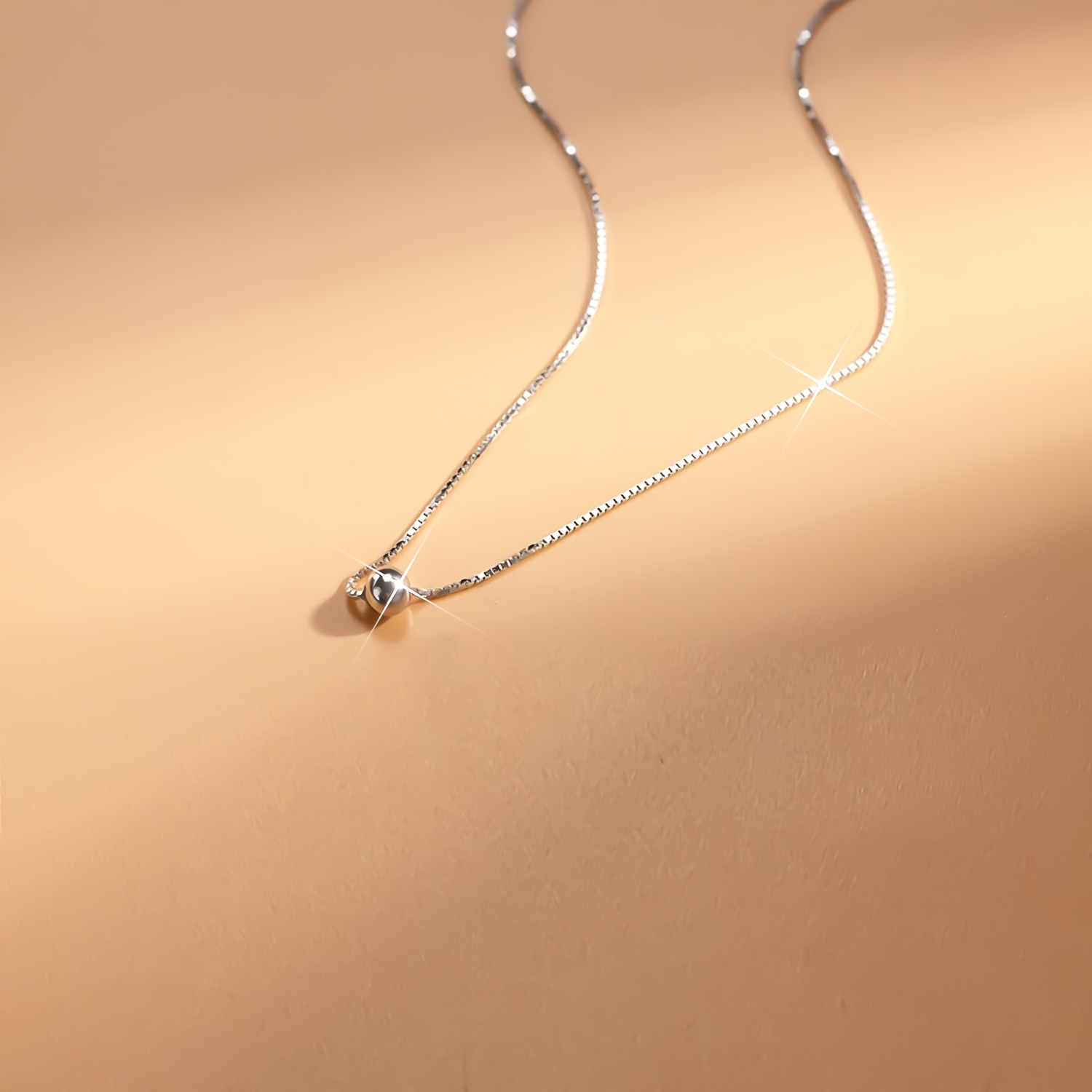 1pc Women's Fashion Necklace, S925 Sterling Silvery Small Bean Round Bead Collarbone Chain, Chic Y2K Minimalist Exquisite Personality Elegant New Choker Necklace for Daily Wear/Vacation/Valentine's Day, Birthday Gift, Hypoallergenic Sterling Silvery