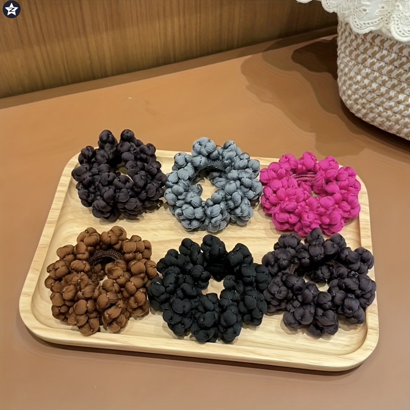 TEMU Hair Ties Satin - Hair Elastics Bands Ponytail Holder Pack Of Neutral Scrubchy Hair Accessories Women Girls 5pcs