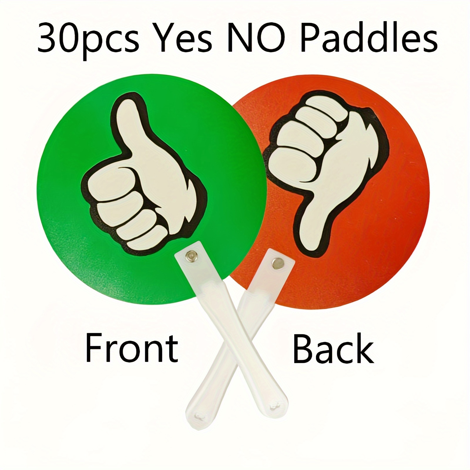 

30-pack Double-sided Yes No Voting Paddles For Classroom, Teacher Supplies For Interactive Activities, Durable Plastic Thumb Down Signs For Meetings, Shows, And Audience Response