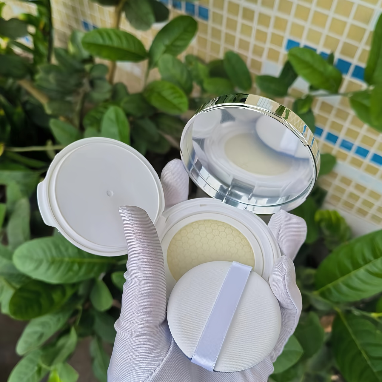 Empty Container For Cushion Foundation, Powder Case, Empty Powder Case, Travel Powder Case, Comes With A Sponge Puff