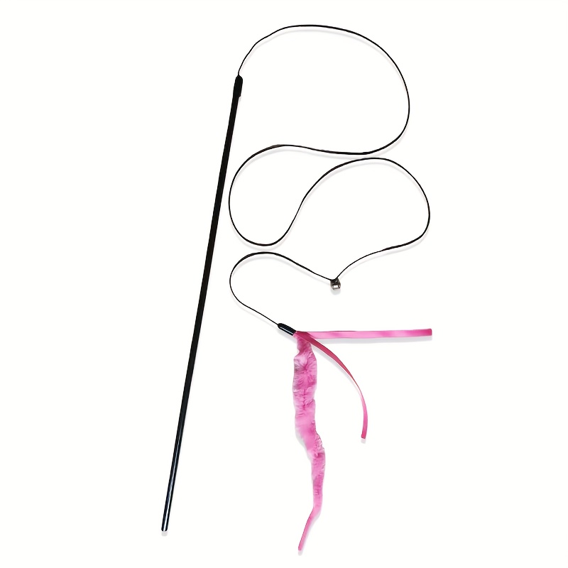 Image of Pack Of 1, Pink Caterpillar Bell Teaser, Pink And Colorful Teaser, Purple Teaser Attached, Colorful Webbing Teaser, Interactive Pet Toy For Kittens And Cats, No Batteries Required!