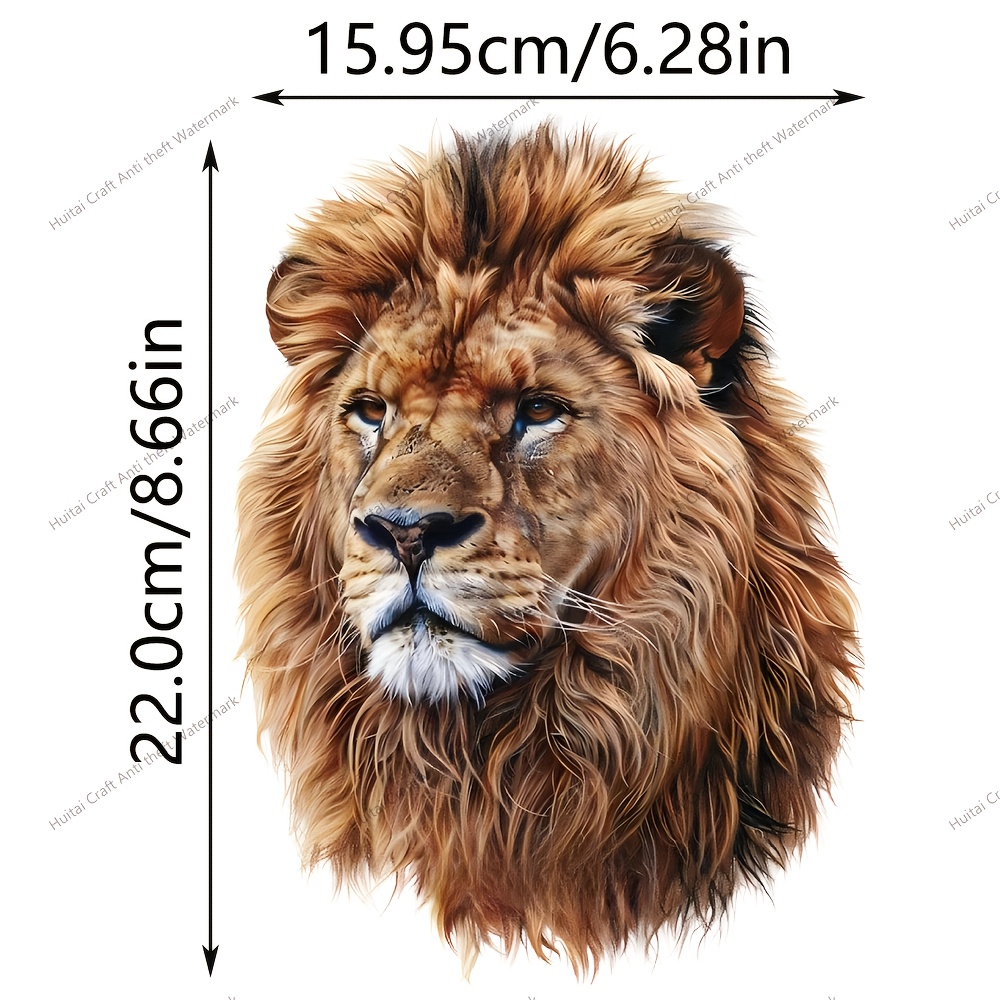 Lion Iron- Transfer Sticker - With Aggressive Lion Face, Machine Washable Digital Patch Suitable For T-shirts, Jackets, Hoodies, Masks & More - Application For Decoration