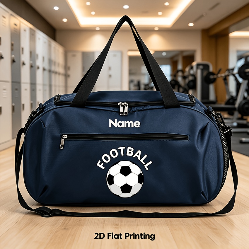 TEMU Personalized Name/text High Quality Soccer Duffle Bag - Custom Gym & Overnight Travel Bag Suitable For Training Gift, Name/initials/ On Hanging