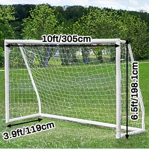PVC Soccer Goal Set - 10x6.5ft Football Goal With Weatherproof UPVC Frame & 2X High-Quality Nets | Includes Carry Bag, Ground Stakes & Easy Assembly | Backyard, Training, Gifts For Men, Kids & Stocking Stuffers