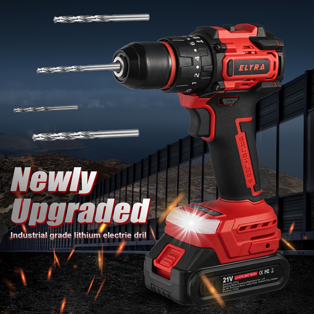 Elyra krachtige lithiumbatterij draadloze oplaadbare handboor