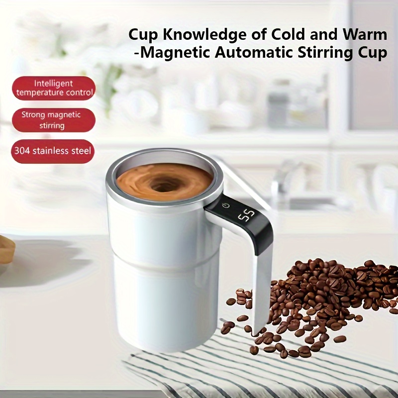 usb rechargeable electric coffee mug with automatic   304 stainless steel intelligent temperature control anti settling design details 0