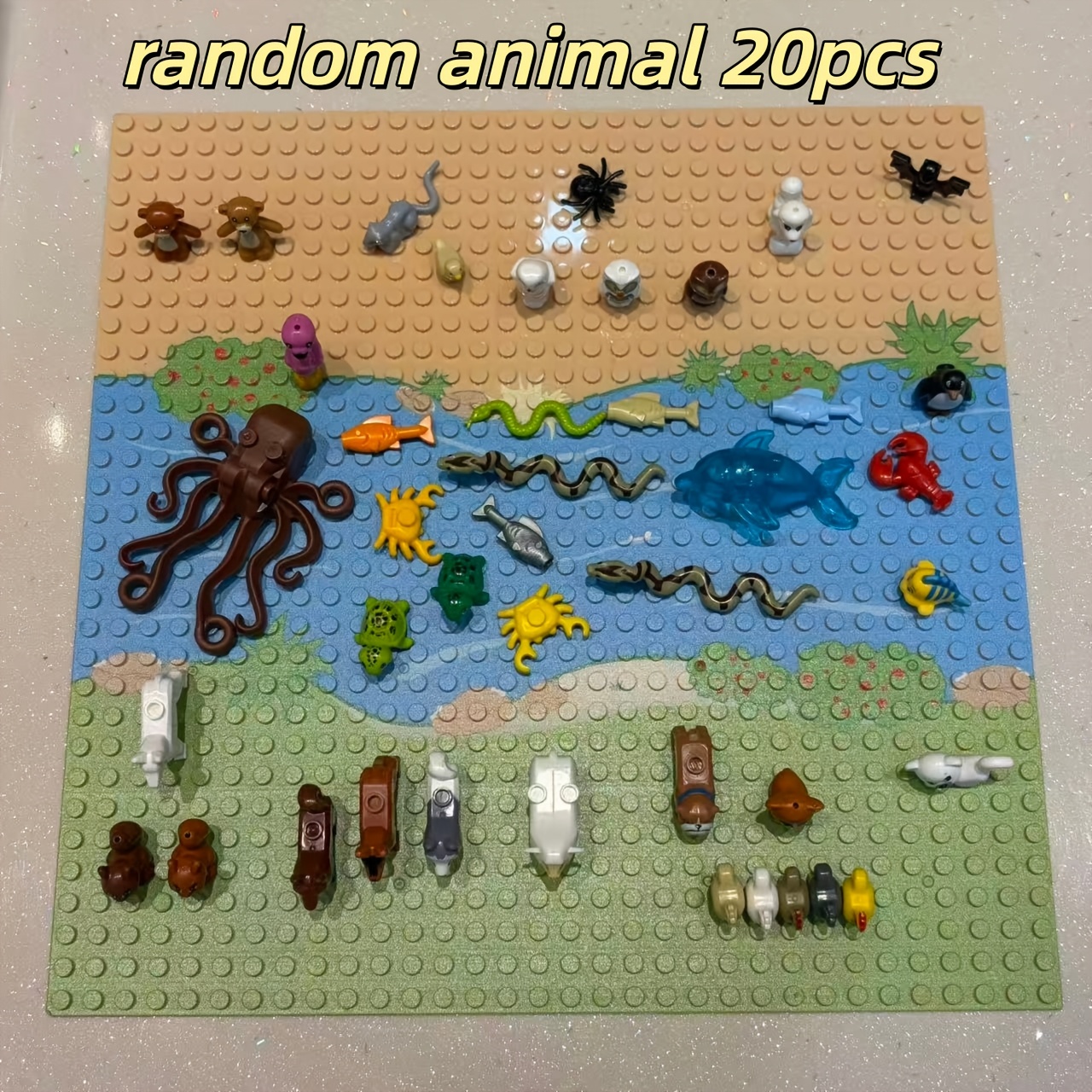 Image of Random 20pcs Mini Animal Building Block Accessory Toy Set, Free Scene, Suitable For Zoo-themed Birthday Gifts, Christmas Gifts, Halloween Gifts, Valentine's Day Gifts