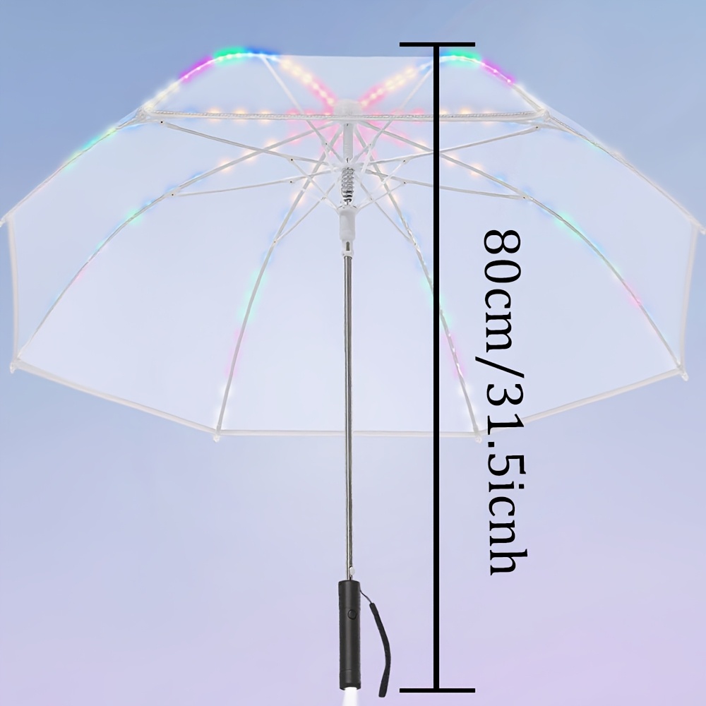 TEMU Led Umbrella Party Photo Umbrella Colorful Transparent Umbrella Bone Umbrella Flashlight Bottom Light Umbrella (requires 3 Aaa Batteries)