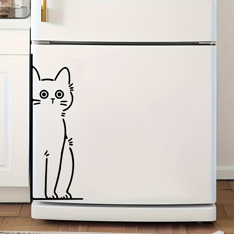 A Cute Cat Sticker, A Kitten Wall Sticker That On The Refrigerator, Suitable For Bedroom, Living Room, Bathroom Home Decoration, Waterproof And Removable Art Pvc Wall Decal