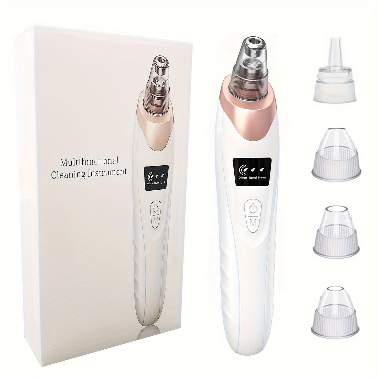 1pc Electric Facial Pore Cleaner Pimple Adsorbent Rechargeable Reduce - 3 , 5 Probes For Women And Men