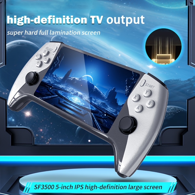 YAJOTIN SF3500 Portable Retro Gaming Console | 5-inch IPS HD Screen, USB Rechargeable, Lithium Battery, Ergonomic Design with Stand, Compact and Durable, Ideal for Birthday, Halloween, Christmas Gifts