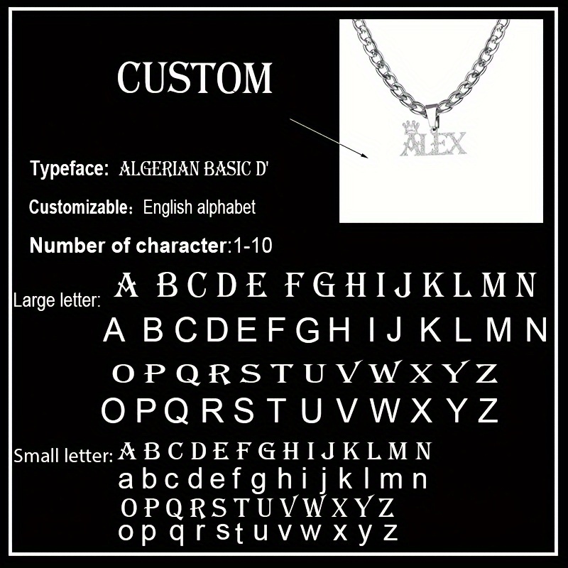 TEMU Custom Name Necklace 316l 316l Stainless Steel Cuban Chain Crown Pendant Fashionable And Gorgeous Men's Jewelry Personalized Gift For Boyfriend