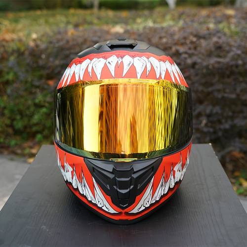 double sided sun visor motorcycle helmet with gold plated lenses stylish design abs material flip open style unisex helmet