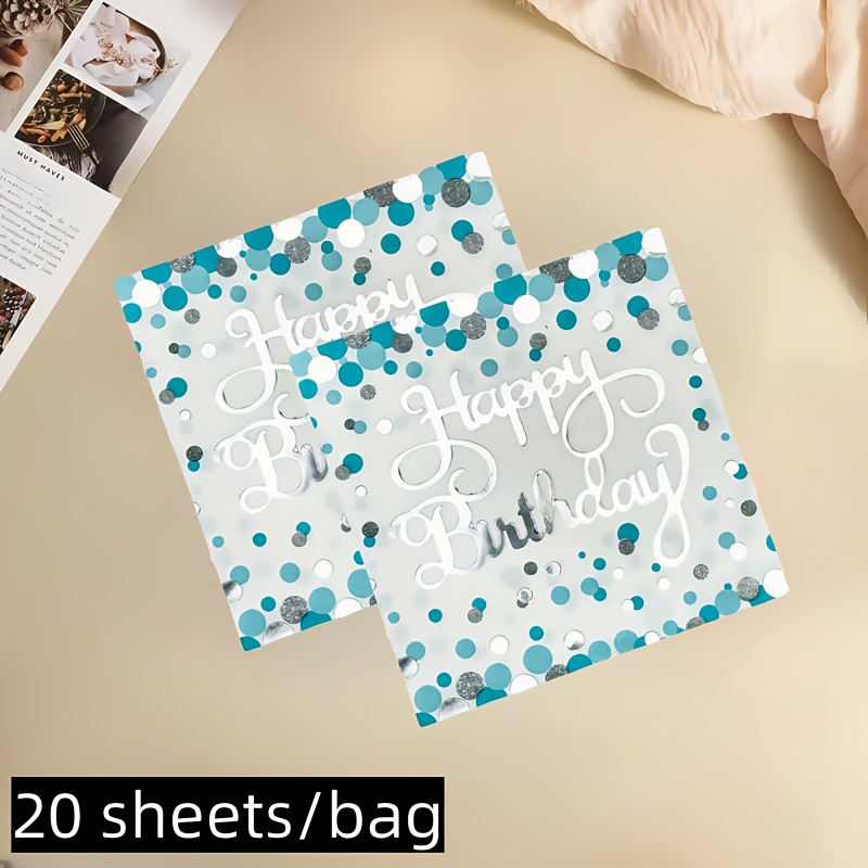 E-shop 20 Stück Glückliches Geburtstag Blau Polka Dot Servietten - Festliche Dekorative Servietten für Geburtstagsfeiern, Camping-Veranstaltungen und
