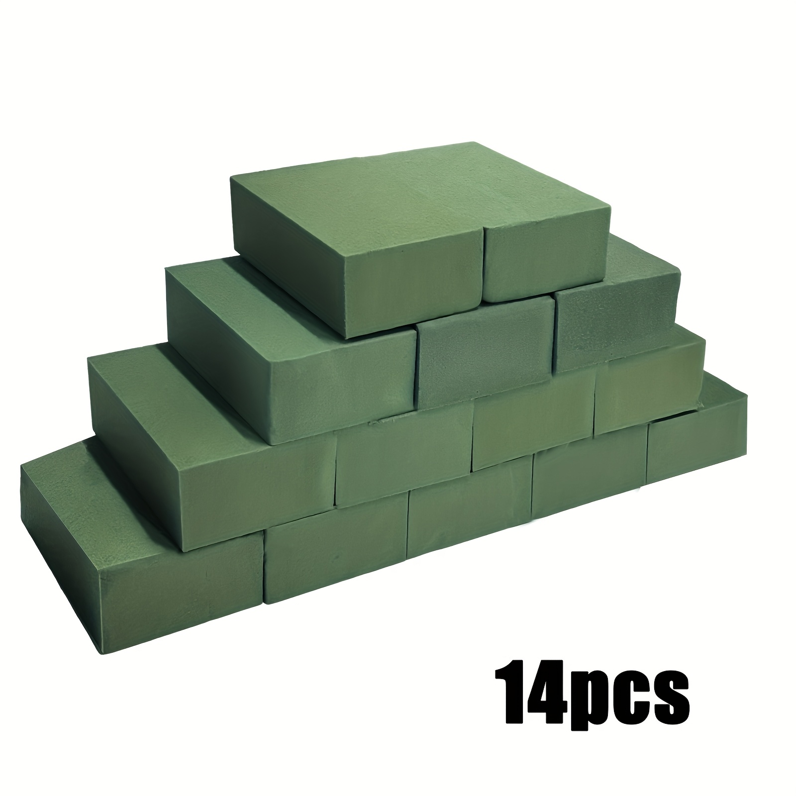 E-shop 14 Stück grüne rechteckige Schaumstoffblöcke, 11*7,5*4 cm/4,33*2,95*1,57 Zoll Blumenschaum für Arrangements, handgeschnittenes Bastelwerkzeug,