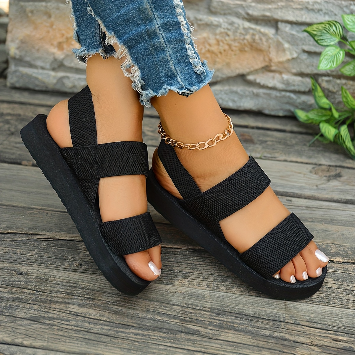 Women's Slip-On Open-Toe Sandals with Adjustable Crisscross Straps - Breathable Fabric Upper & Lightweight EVA Sole - Casual Beach Shoes for Summer, Outdoor, and All-Season Wear, Crisscross Design, EVA Construction, Summer Footwear, Minimalist Style, Soft Insole, Casual Attire