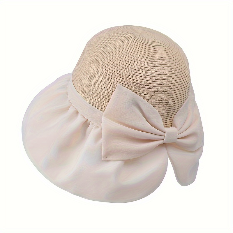 Bow Decor Sun Hat Wide Brim Sunshade Hats Spring/summer - Temu