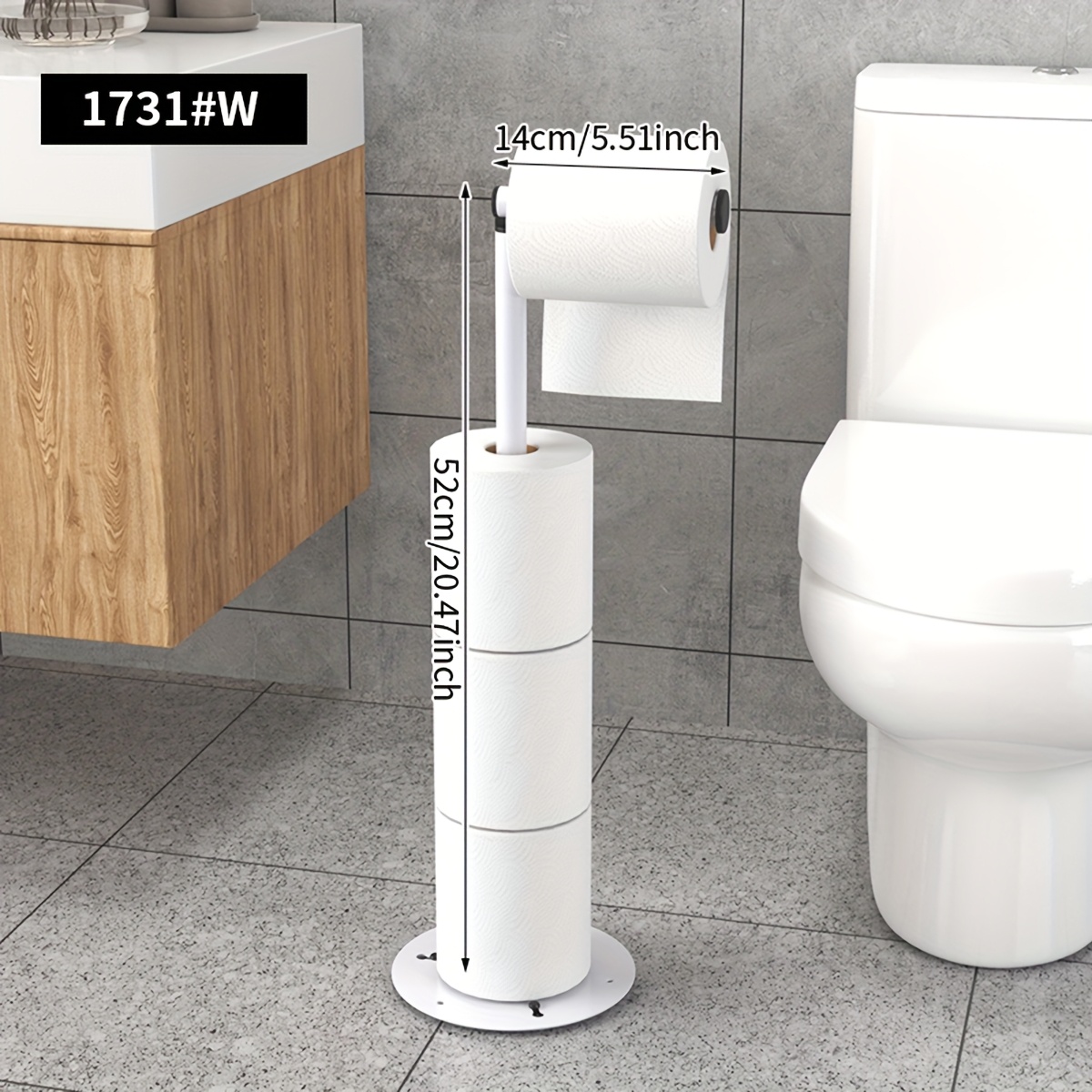 TEMU 1pc No-punch Self-adhesive Toilet Paper Holder - Modern , Sturdy Durable Metal Construction, Wall-mounted Bathroom Organizer For Paper Rolls &