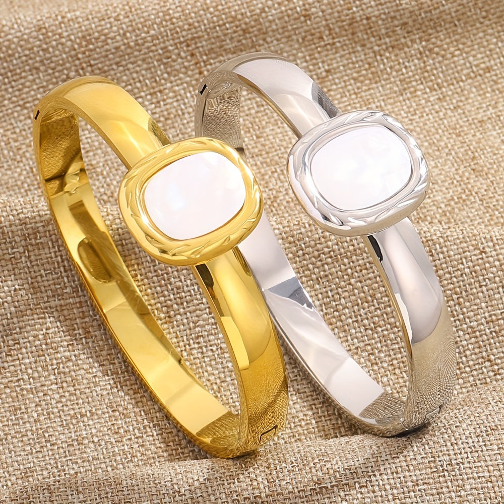 2pc Stainless Steel Round Design Bracelet Set