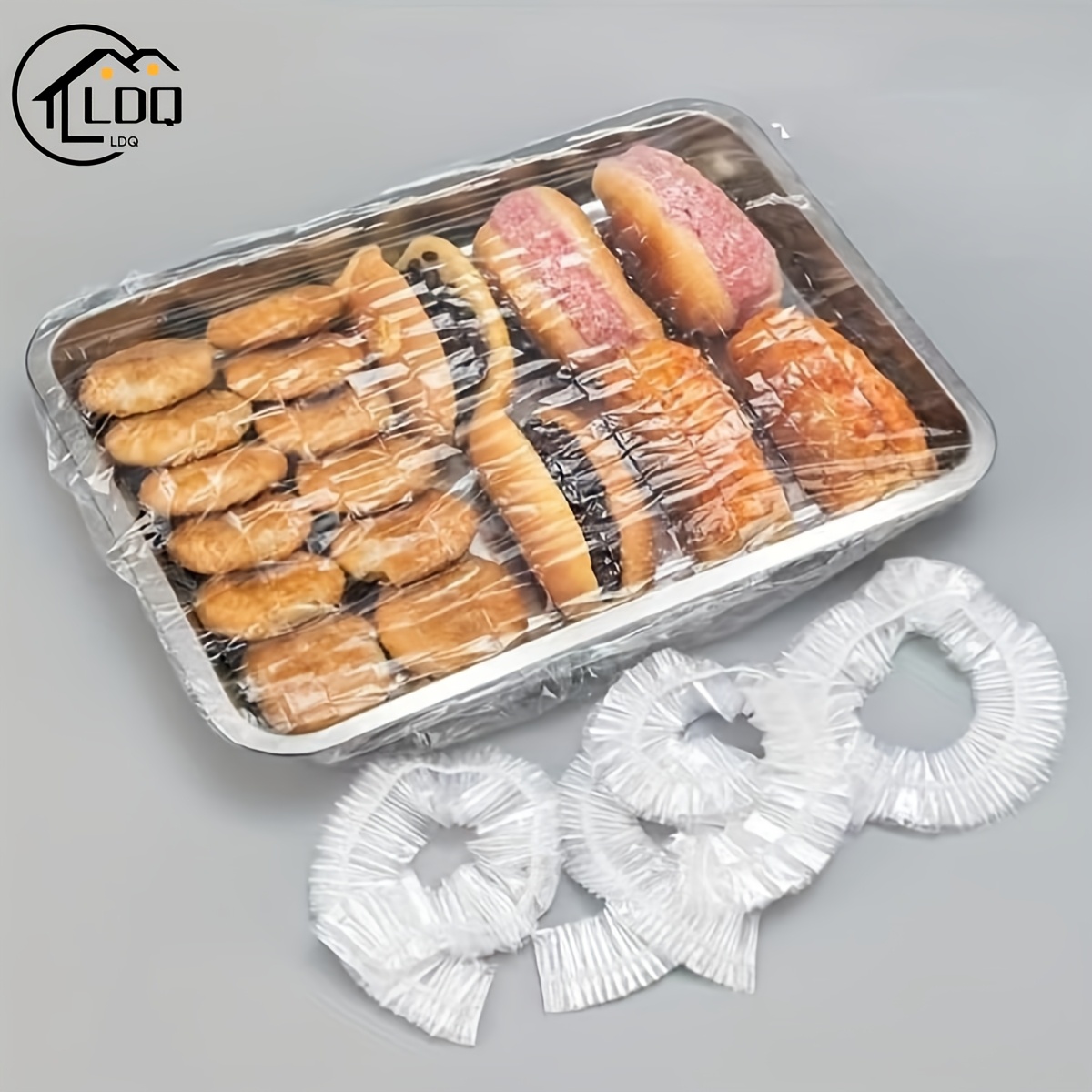 

50pcs Ldq Reusable Stretchable Pe Food Covers, Transparent , Kitchen For Bread, Produce, Snacks & Sweets