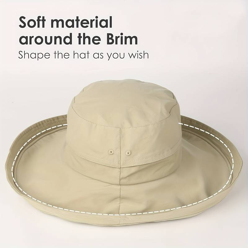 Cappello Da Sole A Tesa Larga Donna – Pieghevole, Con Fiocco, Protezione UV Per Spiaggia E Viaggi – Beige/Nero