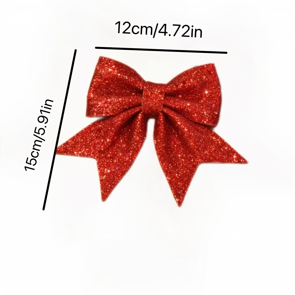 TEMU 1pc Of Sparkling Bow Decoration, Festive Red, Suitable For Holiday Outfits, Scene Atmosphere Decoration, Christmas Tree Ornament Halloween