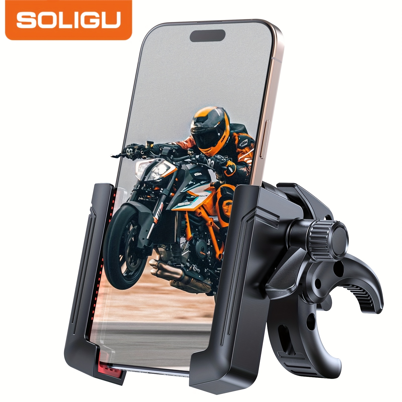 soligu motorcycle phone mount support video recording bike phone holder quick lock bicycle phone mount handlebar cell phone clamp for scooter friendly compatible with iphone samsung all phones christmas gifts christmas  