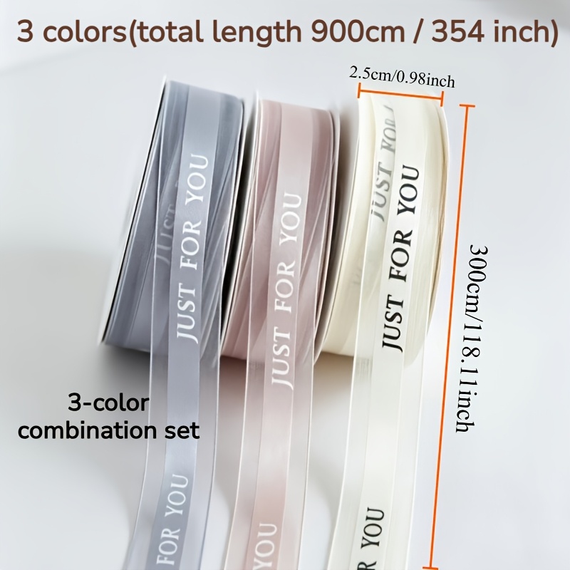 TEMU Gentle Three-color Ribbon (118 Inches Per Color, Total Length 354 Inches), High-quality Transparent Mesh Ribbon, Print Ribbon, Decorative Ribbon