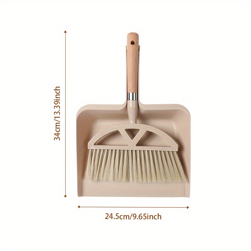 Image of A Set Of Small Dustpan And Wooden Handle Broom Combination - Suitable For Cleaning Sofas, Tables, And Small Spaces