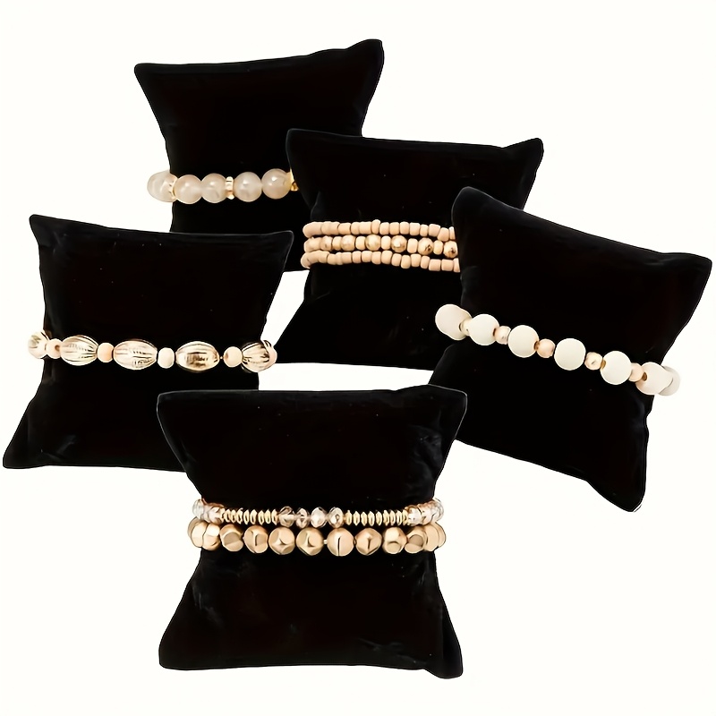 

20pcs Velvet Jewelry Display Pillows - Soft Black Cushion Stands For Bracelets & Watches, Accessory Storage & Packaging Supplies For Beading & Jewelry Making, No Power Required