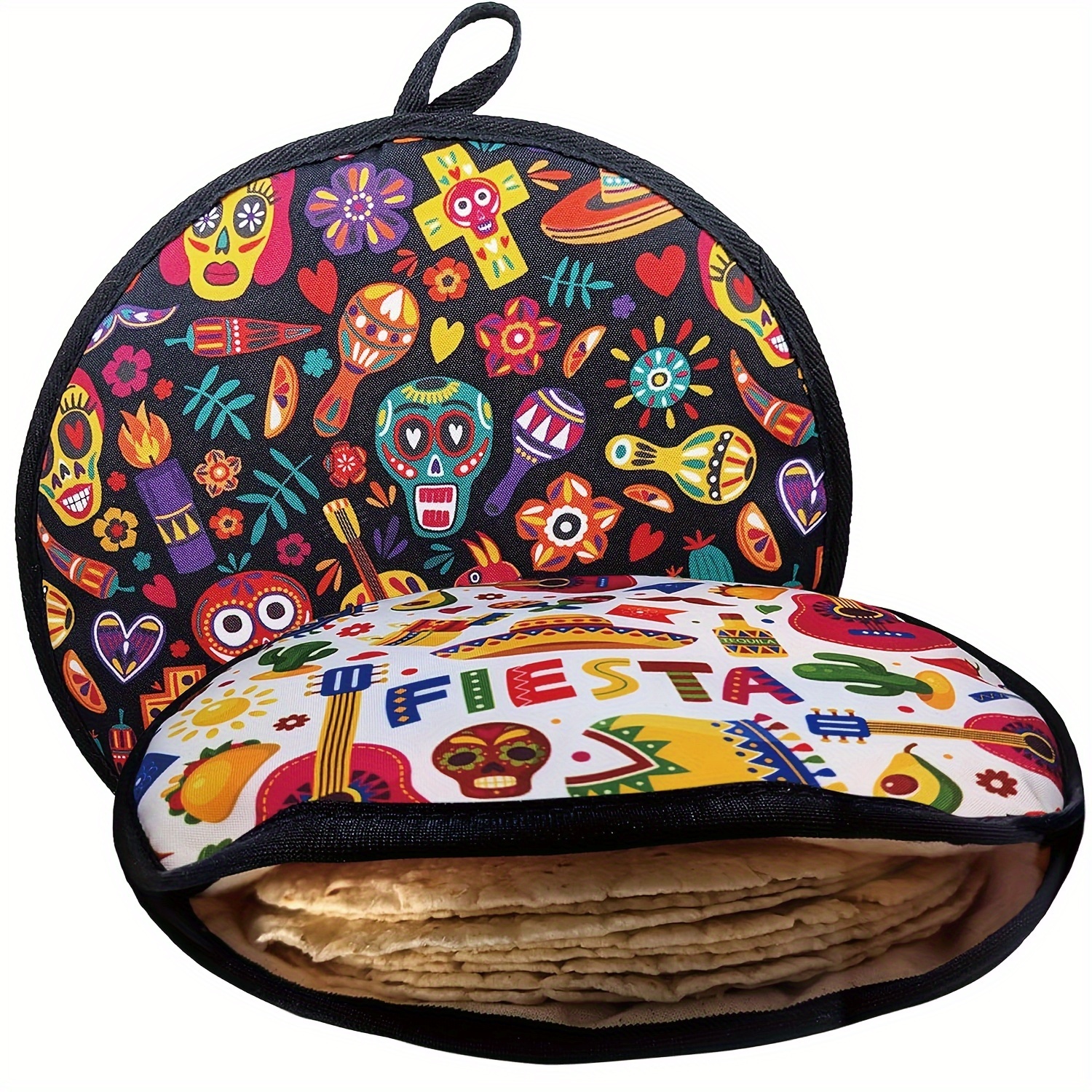 

Fiesta Tortilla Warmer: Two-sided Insulated Pouch, Size 11", Microwave Safe, Corn & Flour Tortillas - Warm For Up To 1 Hour!