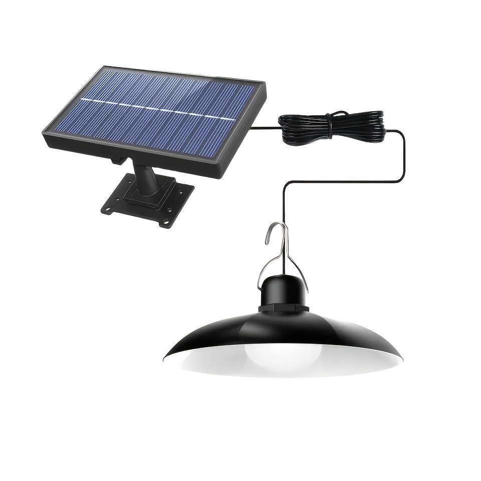 1 Lámpara Colgante LED Solar - Doble/Simple Cabeza, Iluminación para Exterior e Interior, Ideal para Patio, Garaje, Camping en RV - Brillo Ajustable, Fácil Instalación, Luz Solar para Exteriores