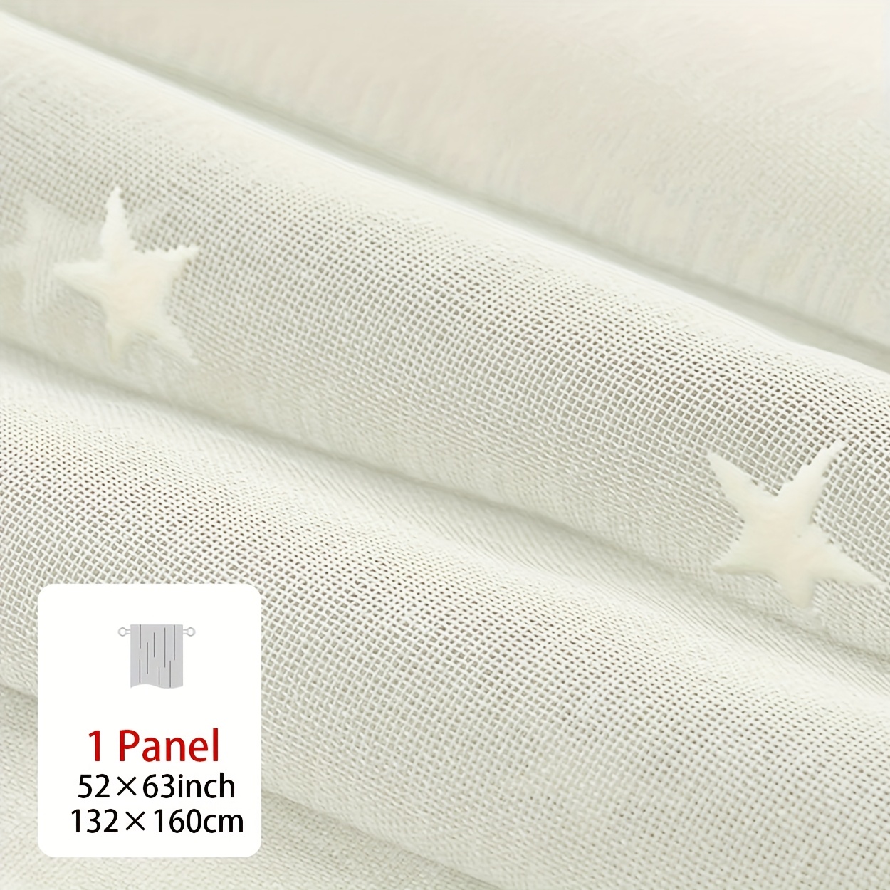 TEMU 1pc Luminous Star Thin Sheer Curtain, Pastoral Filtering Cute Window Screen Suitable For Living Room Bedroom Balcony Partition Decoration
