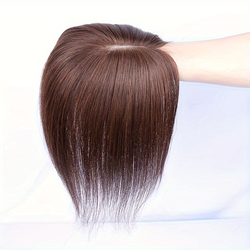 TEMU Women's Straight Hair Topper Natural Hair Clip-in Hairpiece, Hair Enhancement For All, Real Hair Bangs For Face Shape Modification