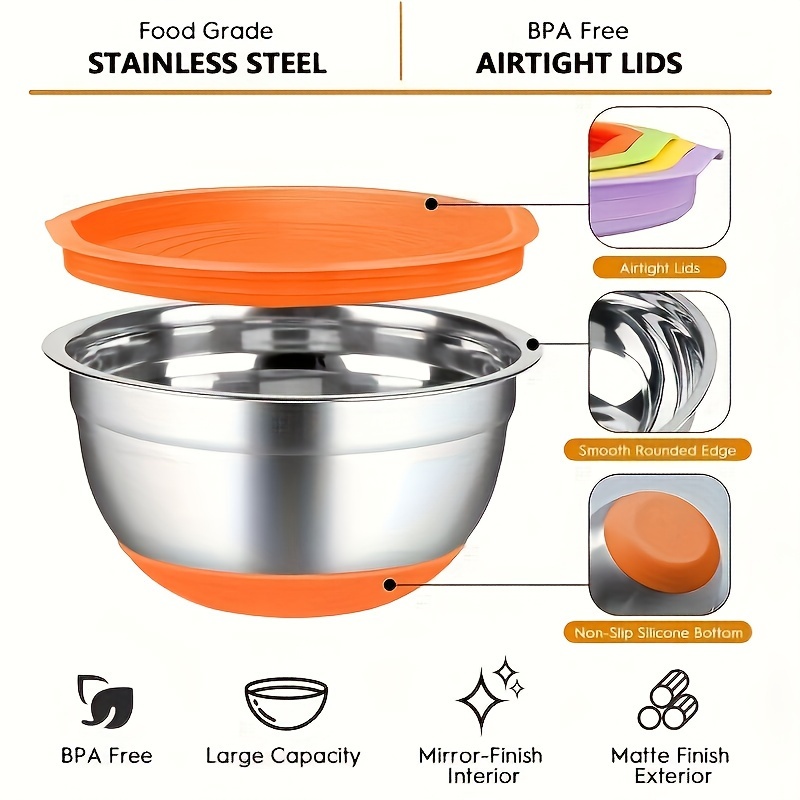 

Stainless Steel Bowl Salad Bowl Airtight Lid And , For , Dishwasher Safe